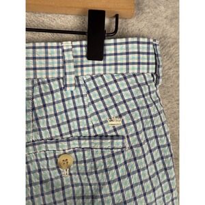 Peter Millar Shorts Mens 36 Blue Plaid Seersucker Golf Crown Sport
